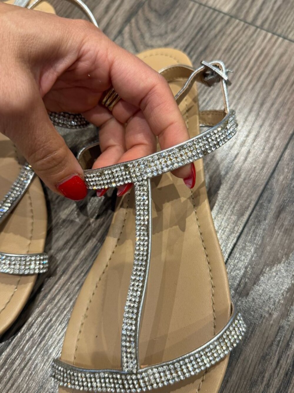 Call It Spring Rhinestone Flat Sandals — Size 9 - Picture 6 of 7